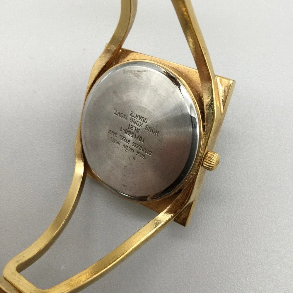 Anne Klein II Womens Watch 30mm Square Dial Gold Tone Bangle New Battery 6.75